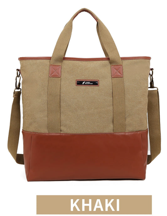 HQ Canvas&amp;PU material Fashion Tote-25011/CV Khaki