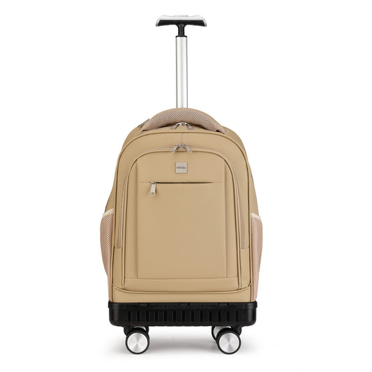 418-2 Beige 4wheels Trolley Backpack