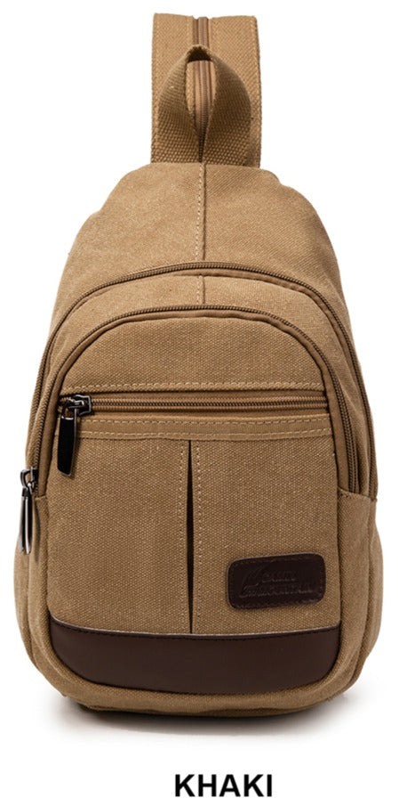 Canvas shoulder bag-6005 Khaki